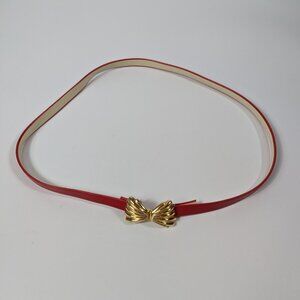 Gay Boyer Vintage 80s Gold Tone Bow Interlocking Belt Buckle Maker's signed